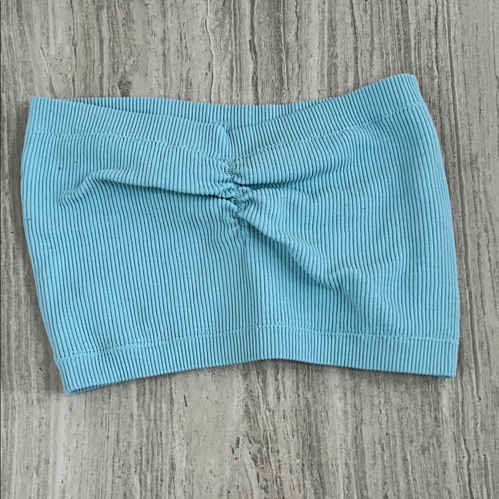 Blue Ribbed Tube Top American eagle